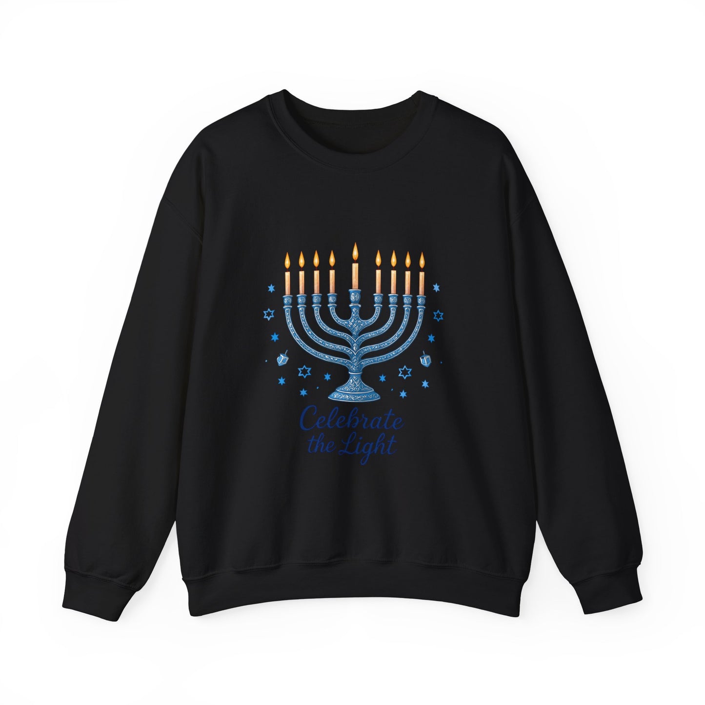 Hanukkah Menorah Sweatshirt - "Celebrate the Light" Holiday Crewneck