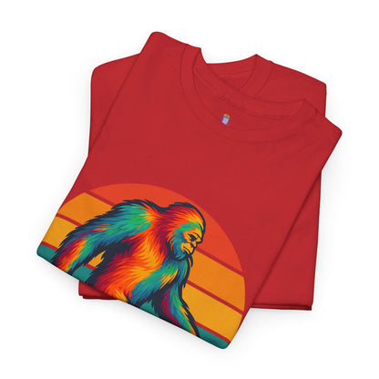 Colorful Bigfoot Unisex T-Shirt, Fun Graphic Tee for Nature Lovers, Perfect for Holidays, Festivals, Camping, Gifts
