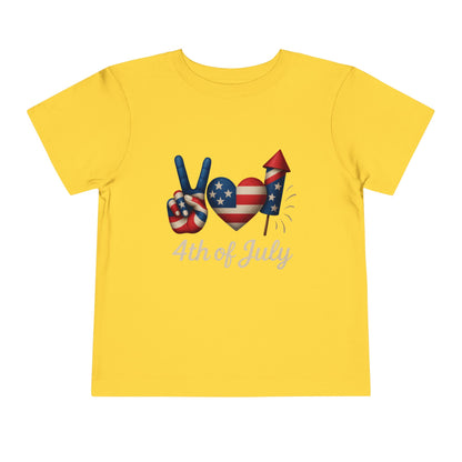 4th of July Peace & Heart Tee: Patriotic Toddler Shirt