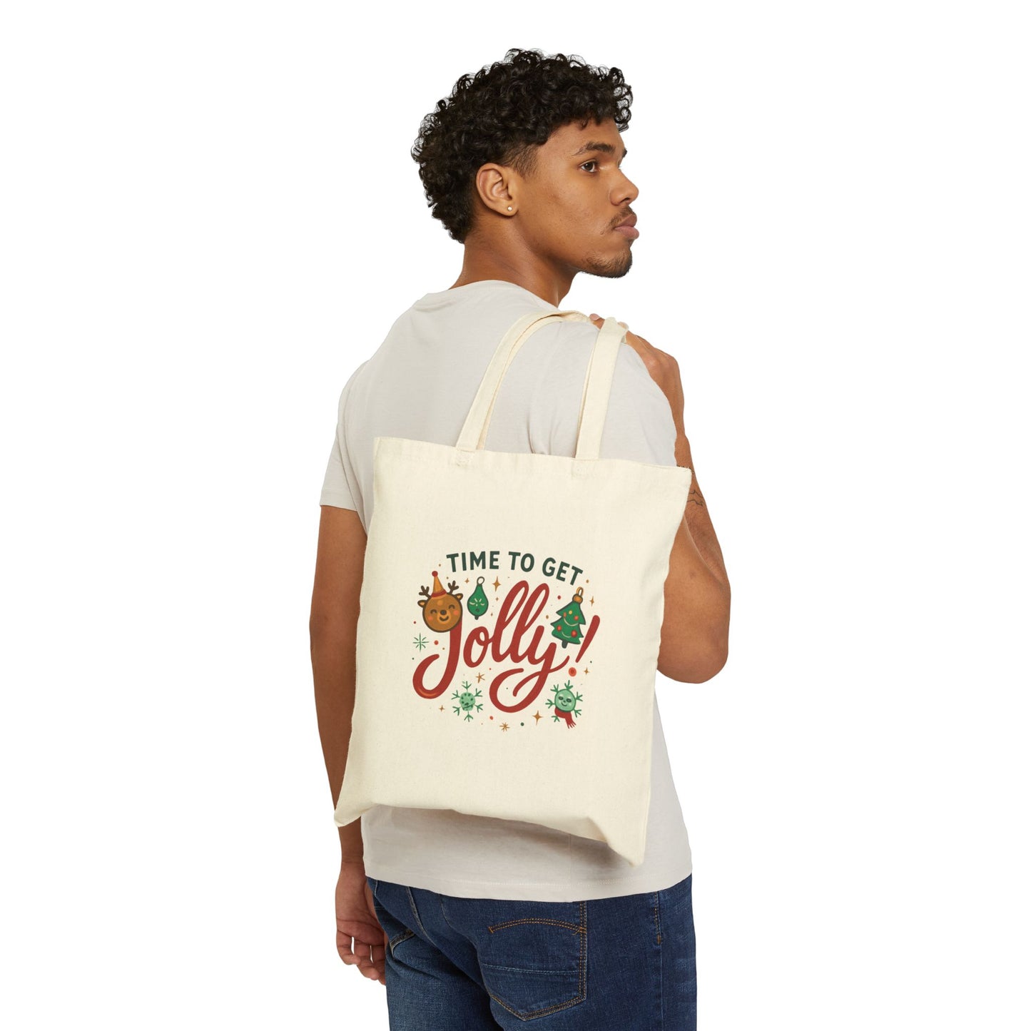 Tote Bag — 'Time to Get Jolly!' Christmas Canvas Tote