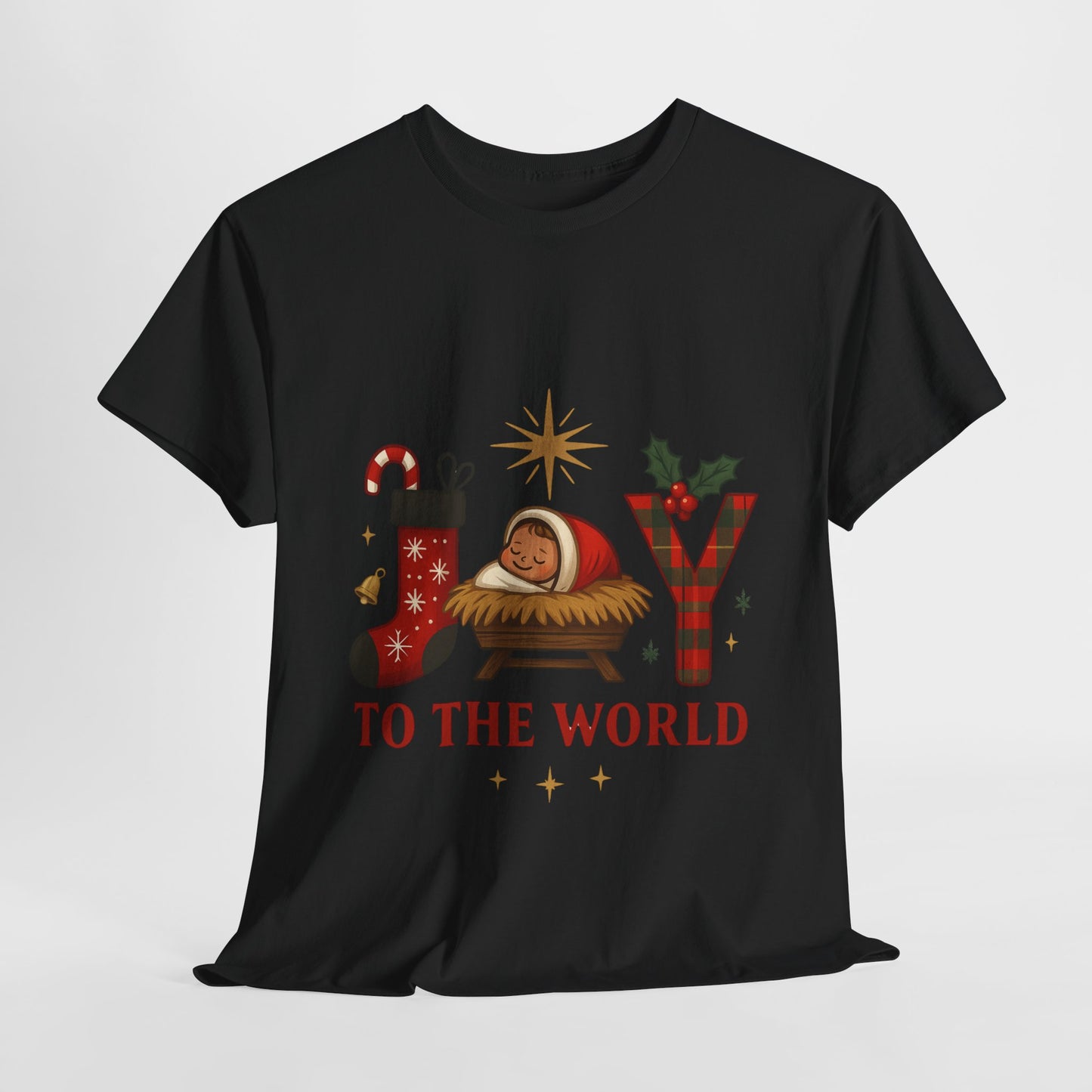 Christmas Joy Unisex Tee with Baby Jesus Illustration