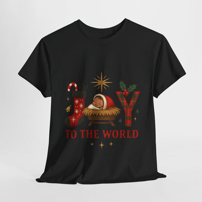 Christmas Joy Unisex Tee with Baby Jesus Illustration