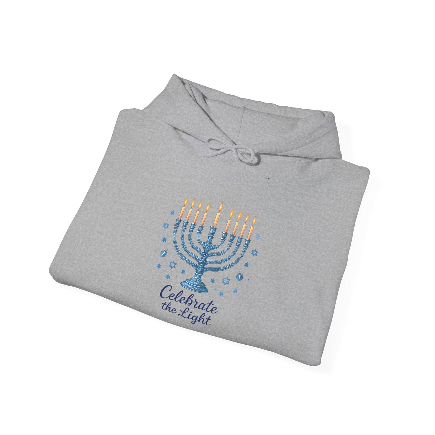 Hanukkah Menorah Hoodie - "Celebrate the Light" Holiday Sweatshirt
