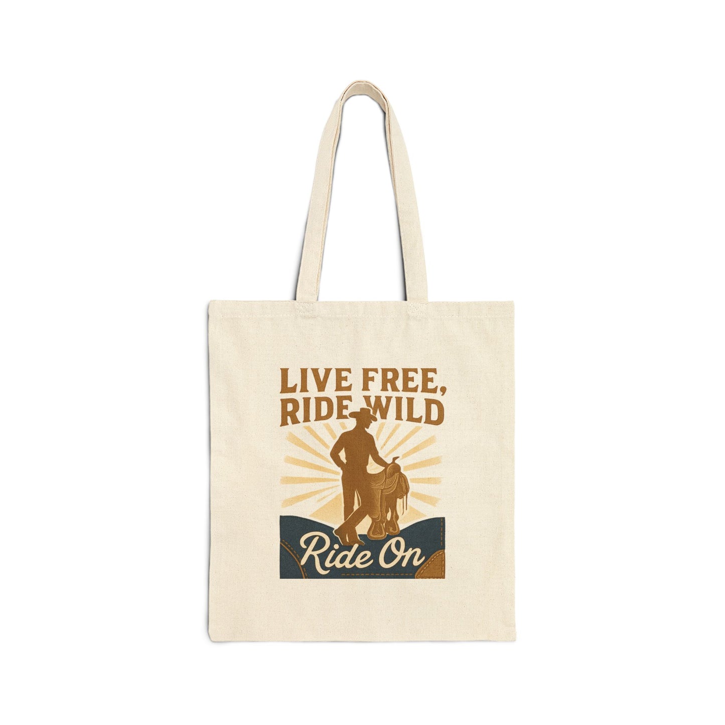 Tote Bag — "Live Free, Ride Wild" Motorcycle Rider Canvas Tote