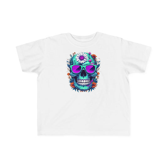 Colorful Skull Toddler Tee, Fun T-Shirt for Kids, Summer Vacation, Halloween Shirt, Cool Outfits, Gift for Little Ones