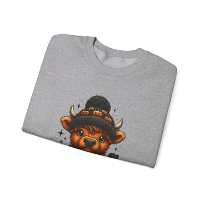 Halloween Cow Calf in Pumpkin Crewneck Sweatshirt