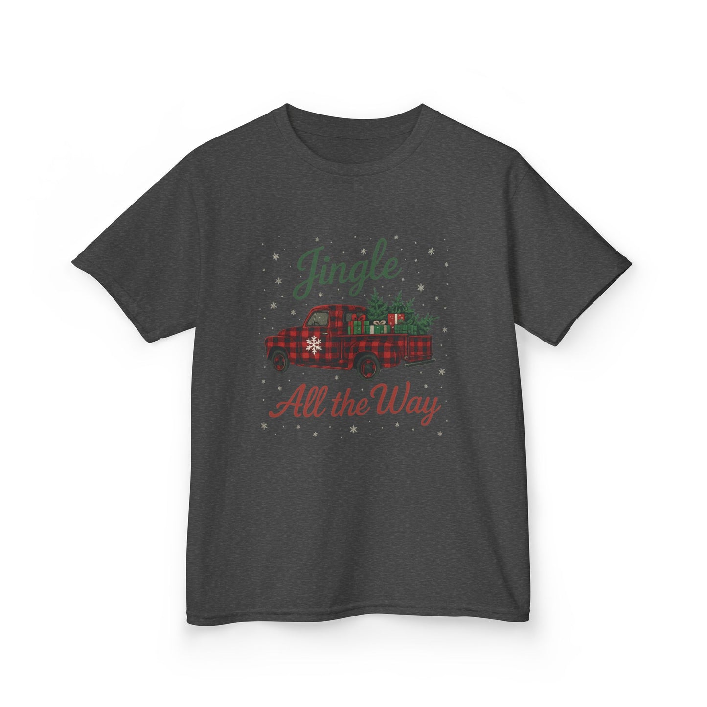 Jingle All The Way Dino Truck Kids Christmas Tee