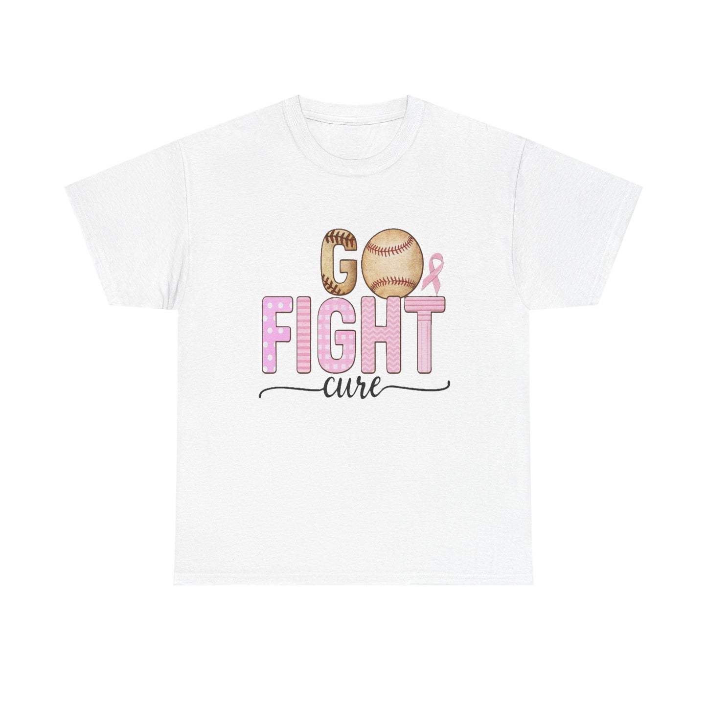 Go Fight Cure Baseball Pink Ribbon Awareness Tee