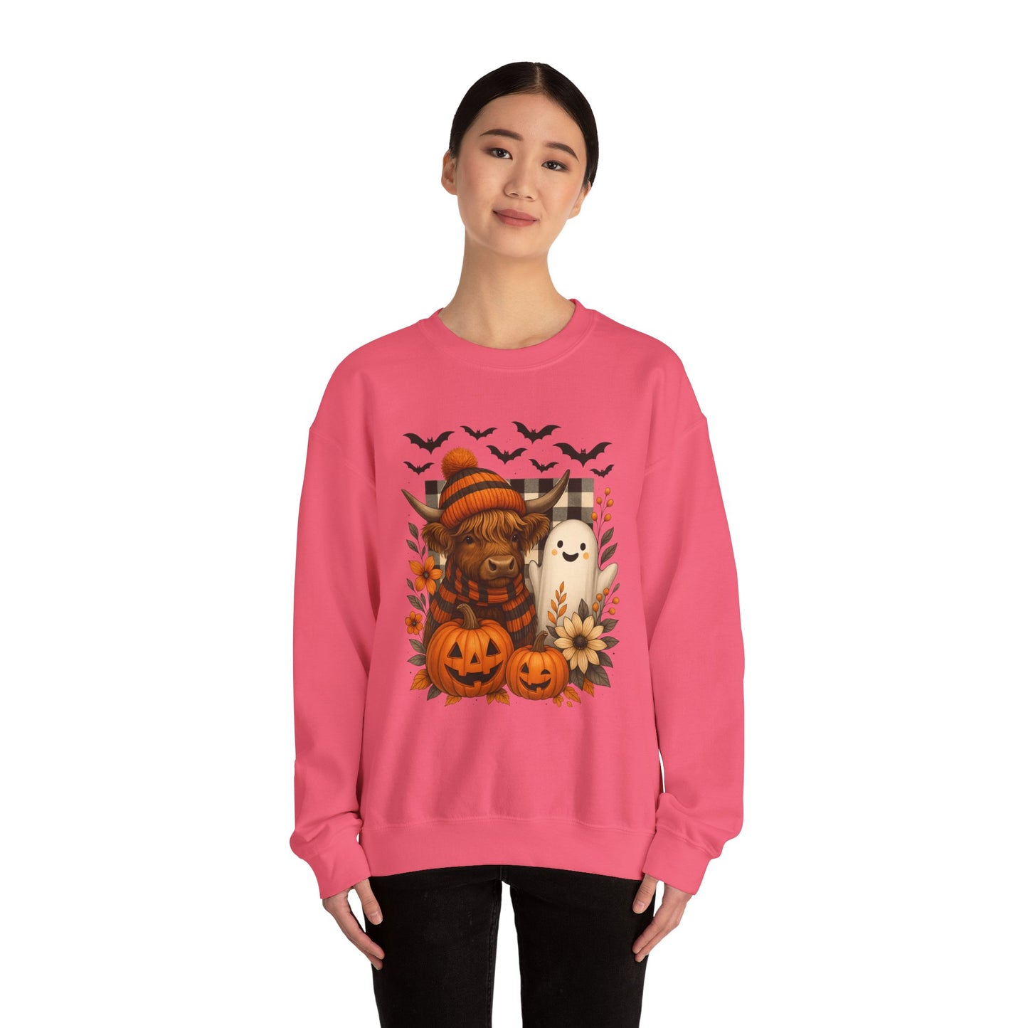 Happy Halloween Cow & Ghost Crewneck Sweatshirt