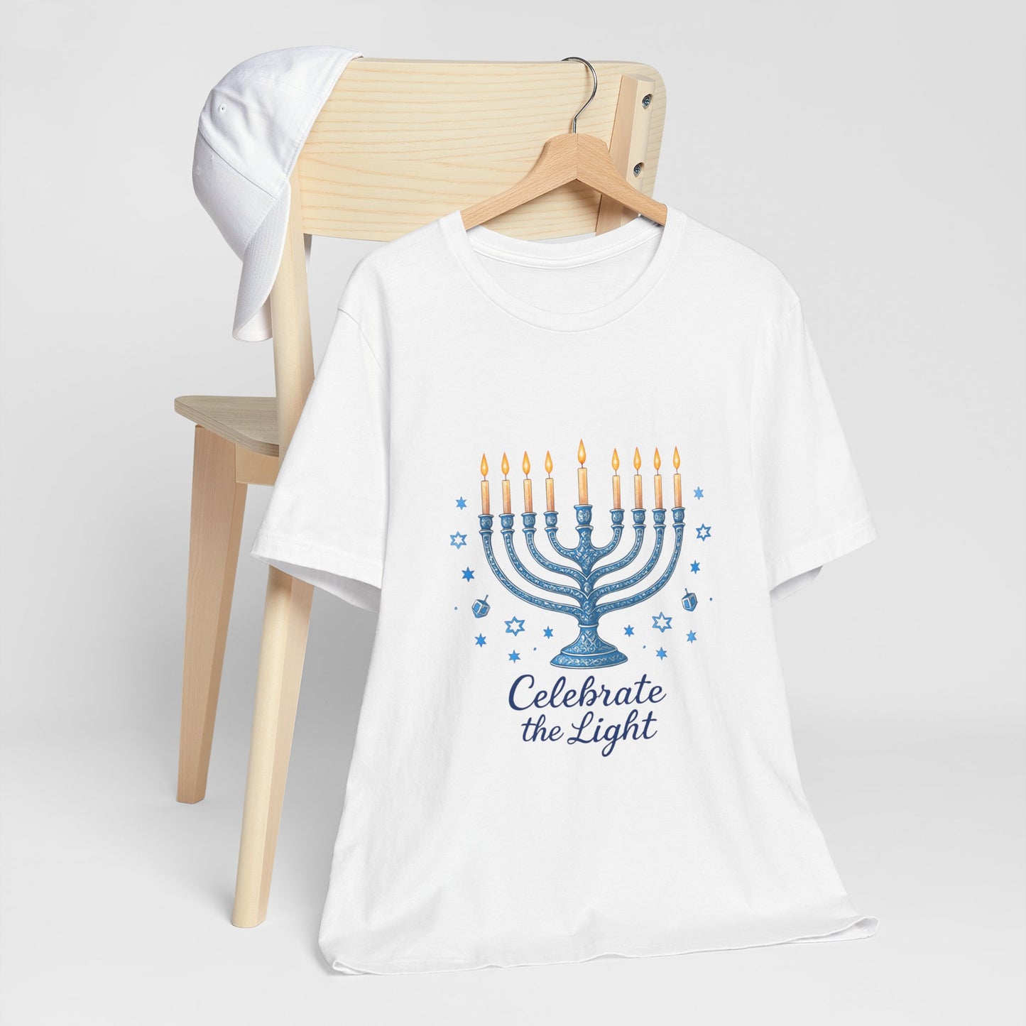 Hanukkah Menorah Tee — "Celebrate the Light" Holiday T‑Shirt