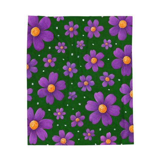 Colorful Floral Velveteen Plush Blanket - Cozy Home Decor, Gift for Kids, Bedroom, Picnic, Easter Decoration