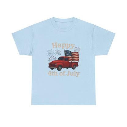 🚙 Happy 4th of July Truck Tee – Patriotic Vintage Pickup Shirt