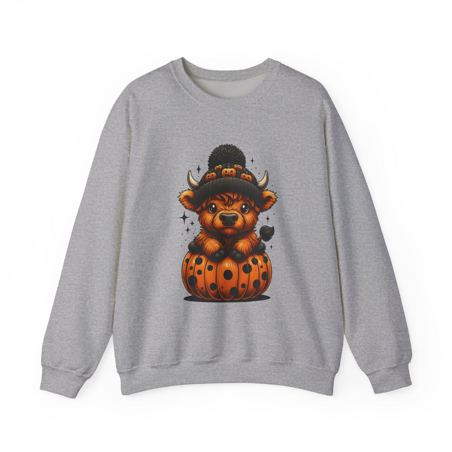 Halloween Cow Calf in Pumpkin Crewneck Sweatshirt