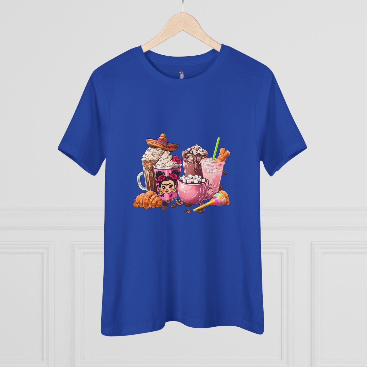 Latina Cute Beverage Women's Cotton Tee, Coffee Lover Gift, Cute Summer Shirt, Birthday Present, Cozy Foodie Tee