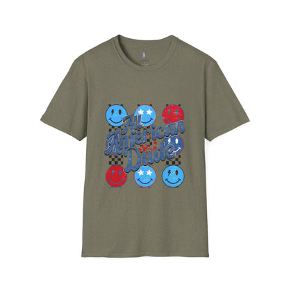 All American Dude Unisex T-Shirt, Patriotic Tee, Summer Fashion, Gift for Him, July 4th Celebration, Casual Wear