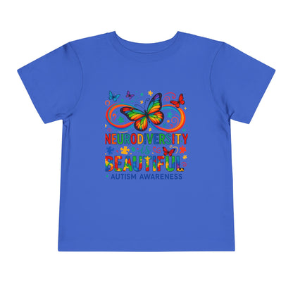 Toddler Tee - Neurodiversity is Beautiful Butterfly Rainbow Puzzle Piece Tee