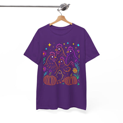 Autumn Glow Chicken Tee – Colorful Farmhouse Pumpkin Shirt