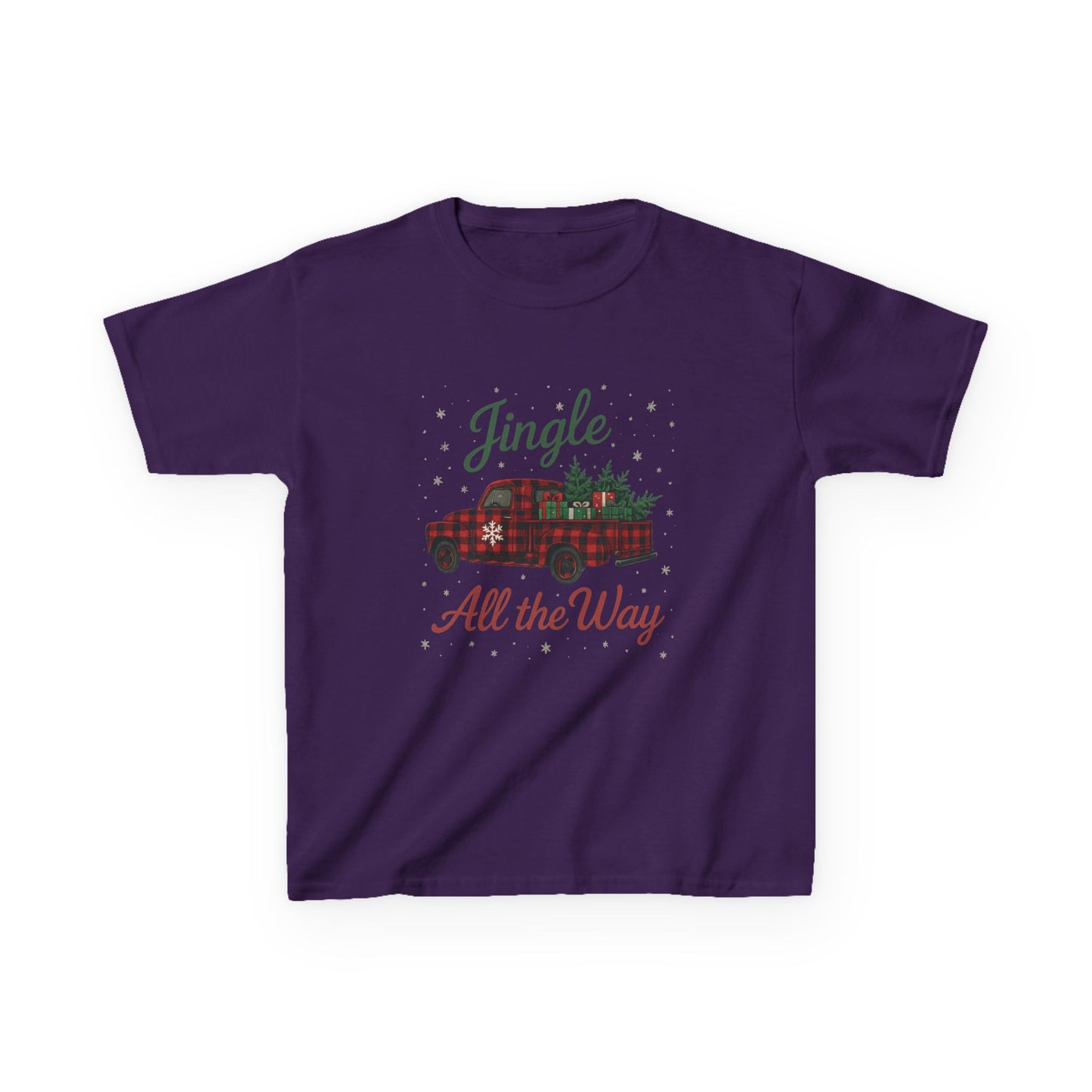Jingle All The Way Dino Truck Kids Christmas Tee