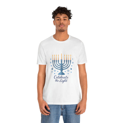 Hanukkah Menorah Tee — "Celebrate the Light" Holiday T‑Shirt