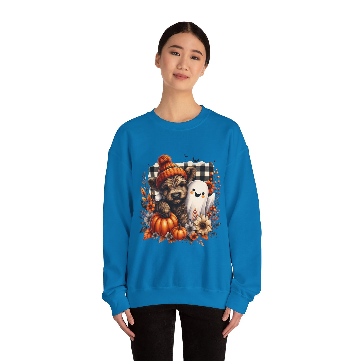 Cute Halloween Dog & Ghost Crewneck Sweatshirt
