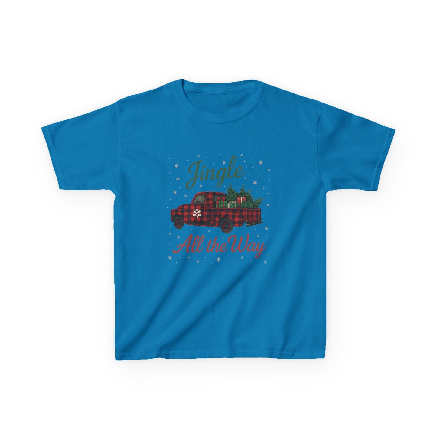 Jingle All The Way Dino Truck Kids Christmas Tee