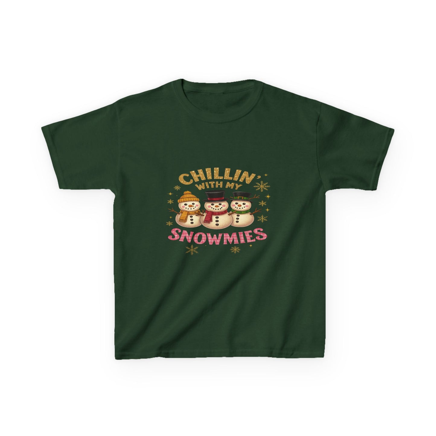 Chillin' with My Snowmies - Holiday Dinosaur Kids Tee