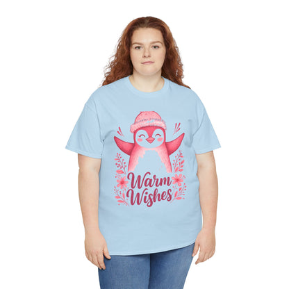 Warm Wishes Pink Penguin Tee - Holiday Tee