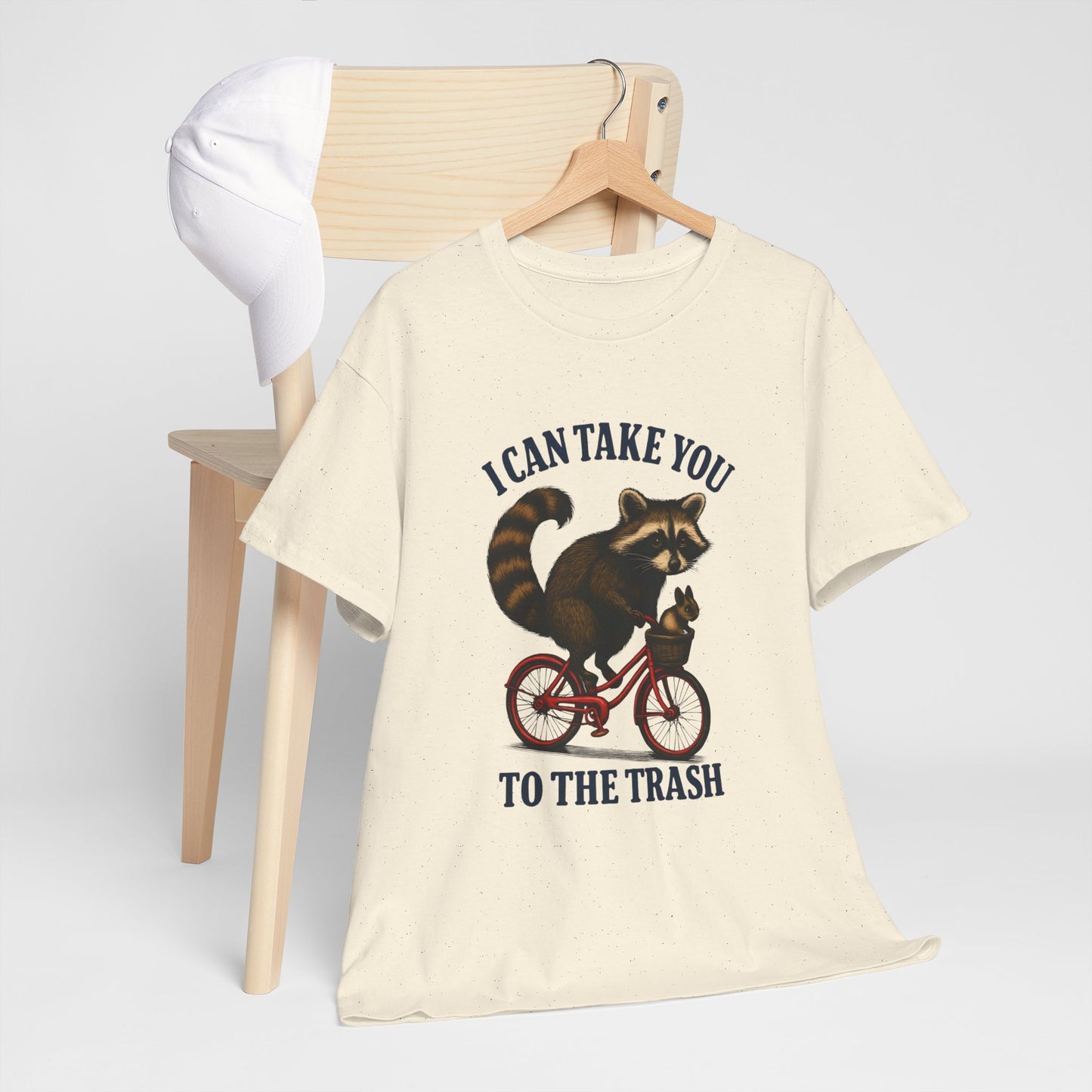 Cotton Tee Vintage Raccoon Bicycle Graphic Shirt