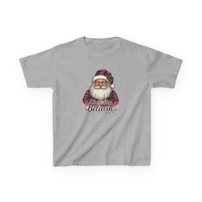 Plaid Santa 'Don't Stop Believin' Christmas Tee