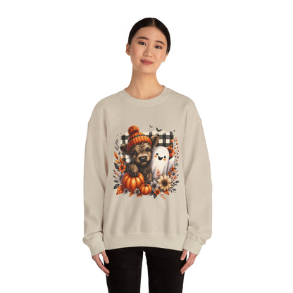 Cute Halloween Dog & Ghost Crewneck Sweatshirt