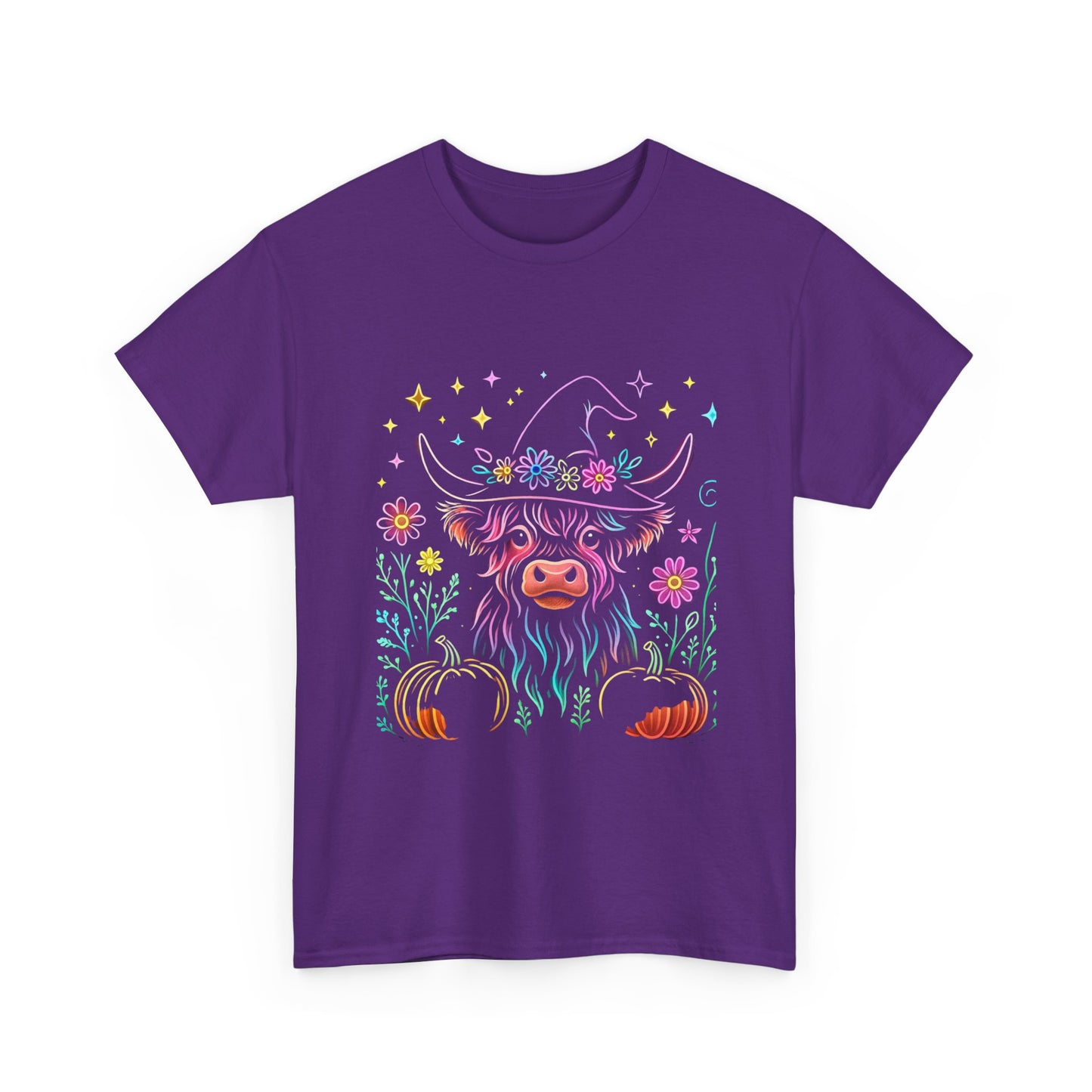 🎃 Magical Highland Cow Tee – Witchy Pumpkin Farm Shirt