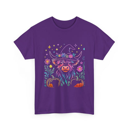 🎃 Magical Highland Cow Tee – Witchy Pumpkin Farm Shirt