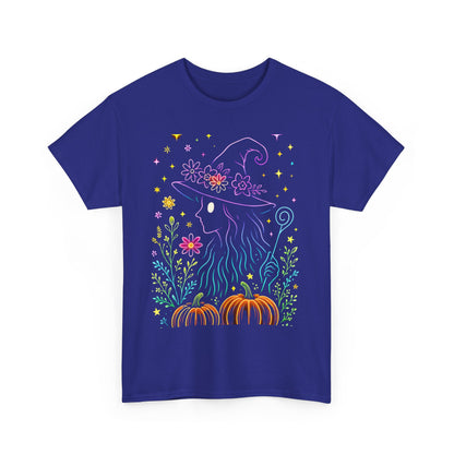 🌙 Whimsical Witch Cat Tee – Magical Halloween Pumpkin Shirt