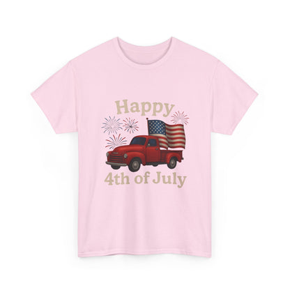🚙 Happy 4th of July Truck Tee – Patriotic Vintage Pickup Shirt