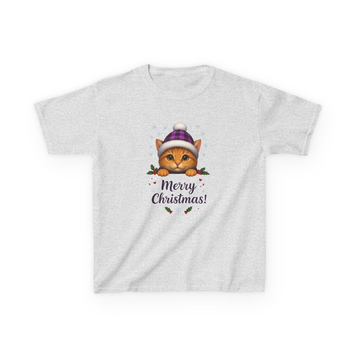 Ginger Cat Merry Christmas Kids Tee