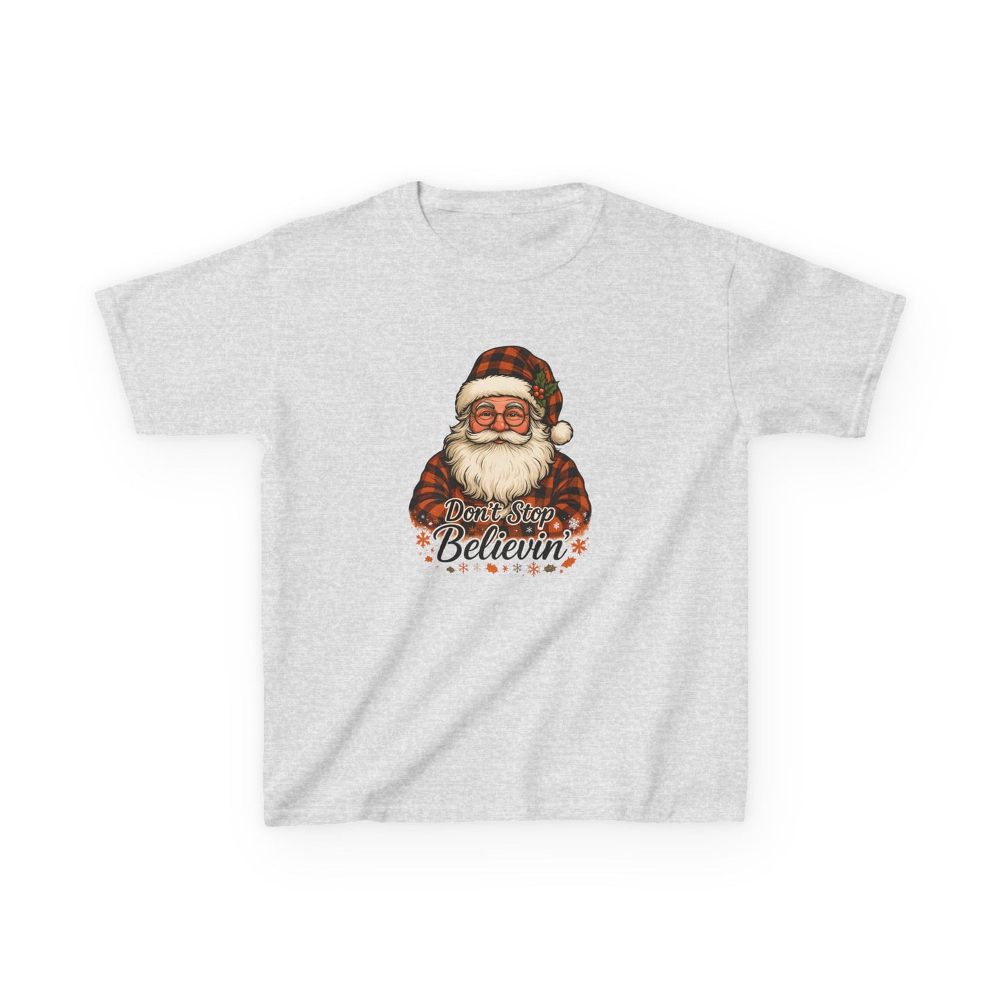 Lumberjack Santa Dino Kids Tee - Don't Stop Believin'