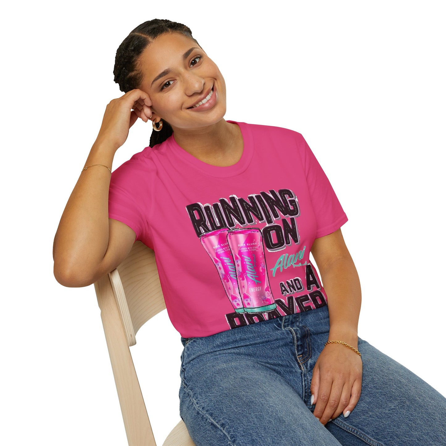 Running on a Prayer T-Shirt, Unisex Graphic Tee, Fun Casual Wear, Gift for Friends, Everyday Style, Faith-Inspired Apparel