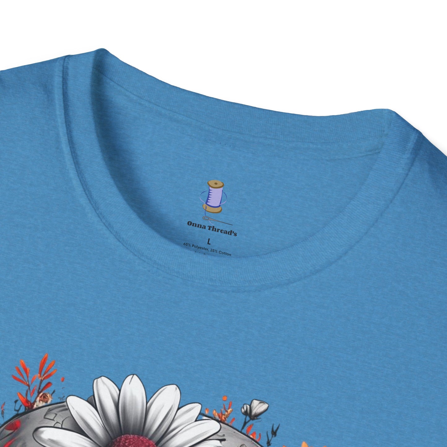Skull & Flower Graphic T-Shirt, Unisex Casual Tee, Edgy Fashion Wear, Festival Outfit, Gift for Halloween & Day of the Dead