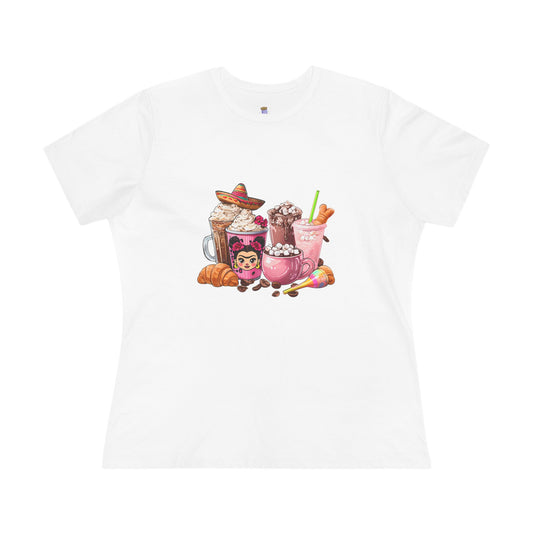 Latina Cute Beverage Women's Cotton Tee, Coffee Lover Gift, Cute Summer Shirt, Birthday Present, Cozy Foodie Tee