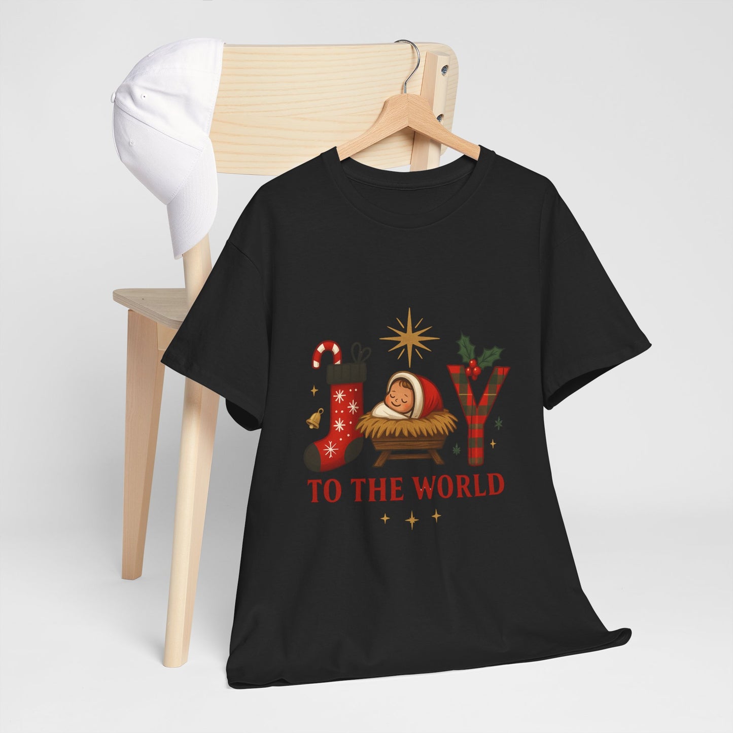 Christmas Joy Unisex Tee with Baby Jesus Illustration