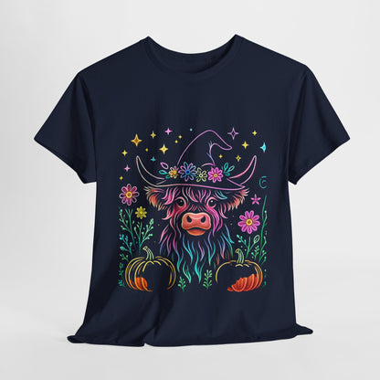 🎃 Magical Highland Cow Tee – Witchy Pumpkin Farm Shirt
