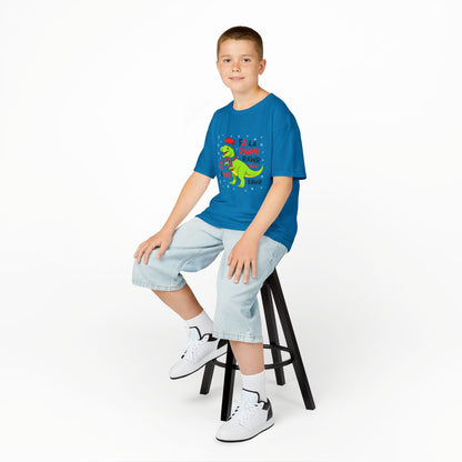 Holiday Dinosaur Kids Tee, Christmas Shirt, Fun Dinosaur T-Shirt, Kids Party Outfit, Cute Graphic Tee, Gift for Kids