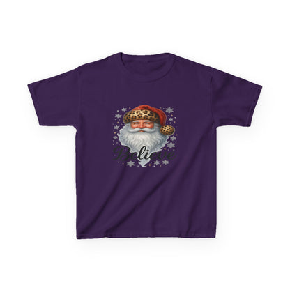 Leopard Print Santa 'Believe' Kids Christmas Tee