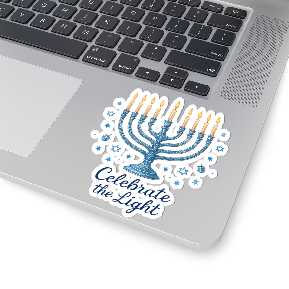 Hanukkah Menorah Sticker — "Celebrate the Light" Kiss-Cut Sticker