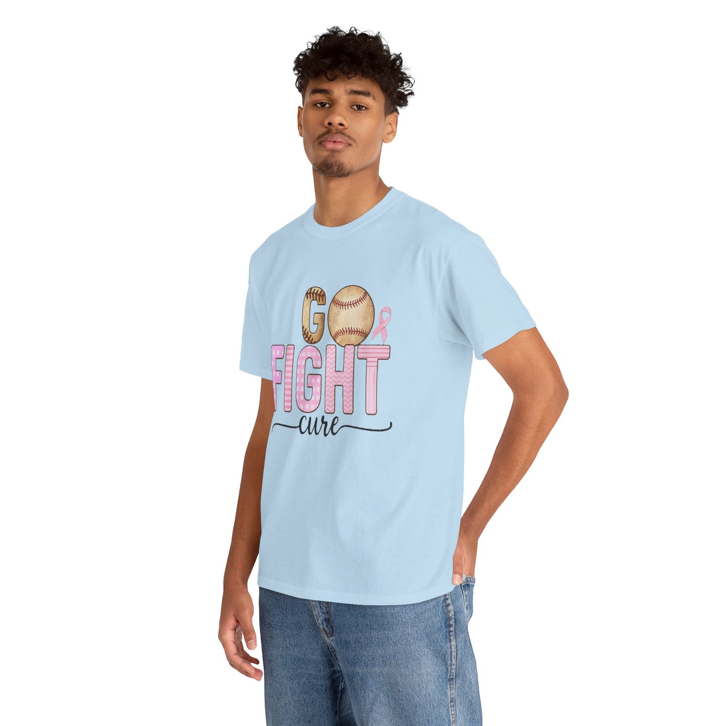 Go Fight Cure Baseball Pink Ribbon Awareness Tee