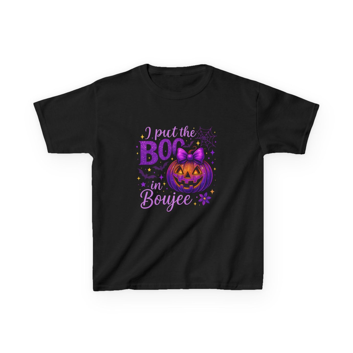 Boujee Boo Halloween Kids Tee - Glittery Pumpkins
