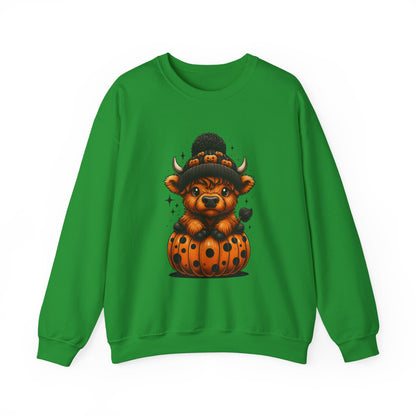 Halloween Cow Calf in Pumpkin Crewneck Sweatshirt
