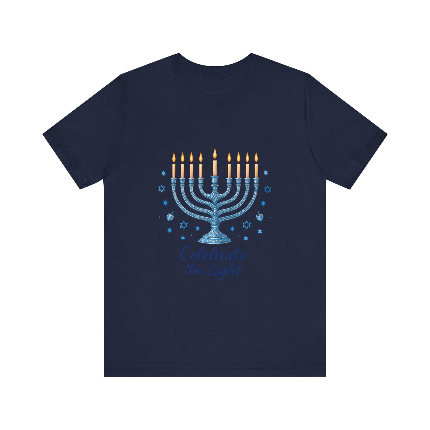 Hanukkah Menorah Tee — "Celebrate the Light" Holiday T‑Shirt