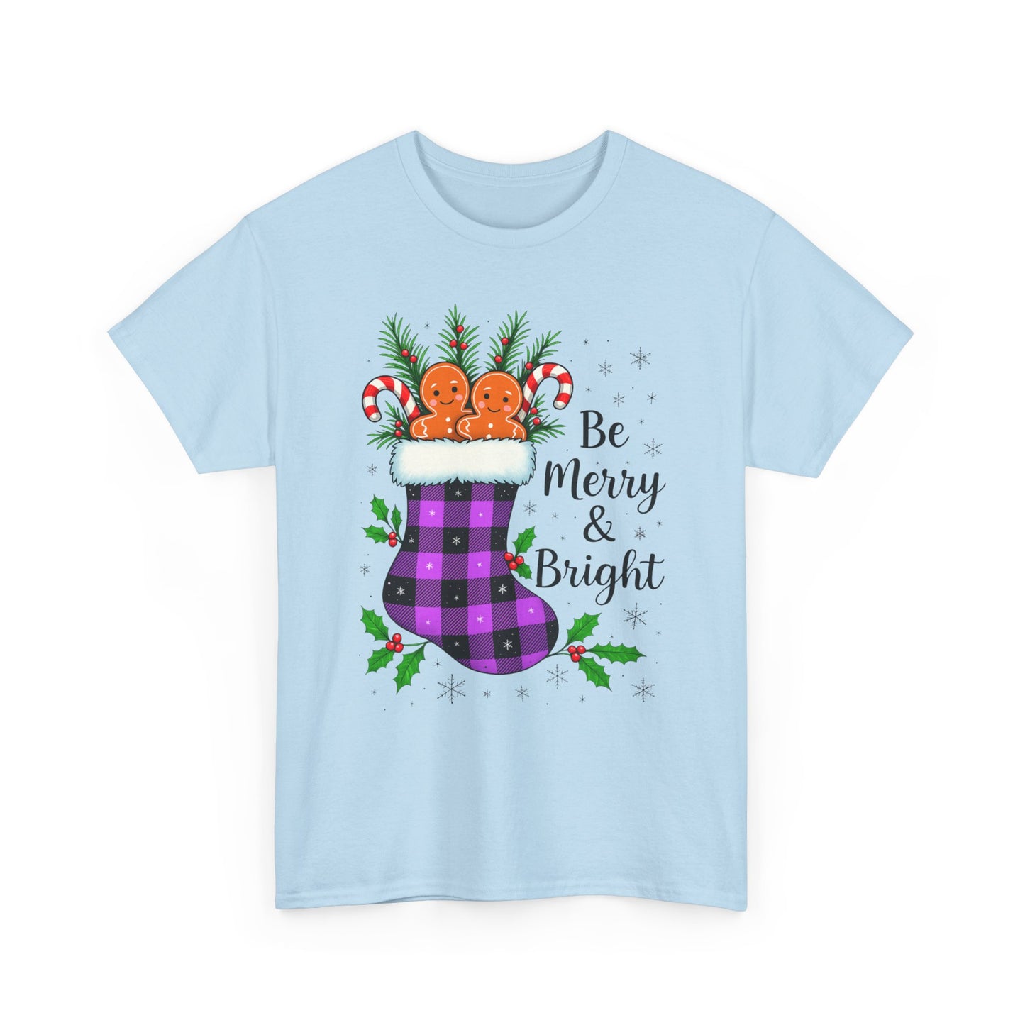 Buffalo Plaid Stocking Unisex Tee - Be Merry & Bright