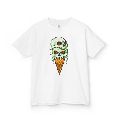 Kids Skull Ice Cream Tee, Cute T-Shirt for Kids, Halloween Apparel, Year-Round Fun, Trendy Summer Wear, Unique Gift Idea